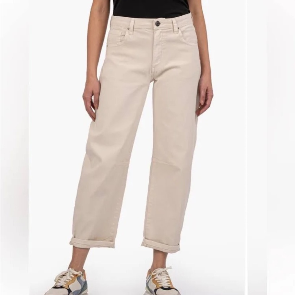 Kut from the Kloth Beige Cropped Straight-Leg Jeans